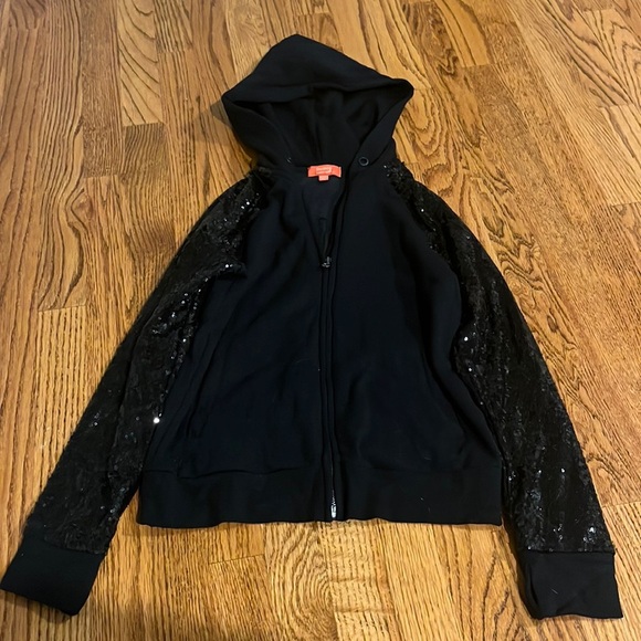 Butter Girl’s Black Sequin Hooded Zip Up Size M (8/10)